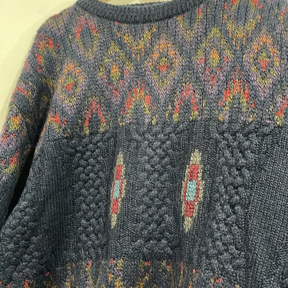 Harrods Vintage Wool Cashmere Alpaca Blend Navy Blue Braided size Large - Picture 4 of 11